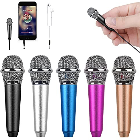 Uniwit Mini bärbar sång/instrumentmikrofon för mobiltelefon bärbar dator bärbar dator Apple iPhone Sumsung Android med hållare klämma – svart