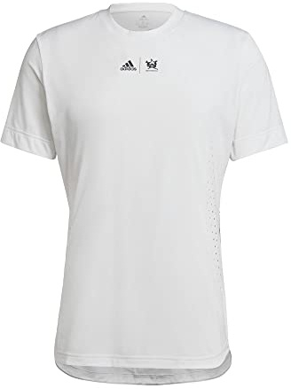 Adidas Camiseta de Tenis New York Estampada, Blanco, Medium