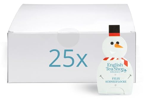 ETS Weihnachtsgeselle Felix Schneeflocke Schneemann 25 x Super Beeren Bio Früchtetee mit Rooibos koffeinfrei Teegeschenk für Adventskalender & Deko