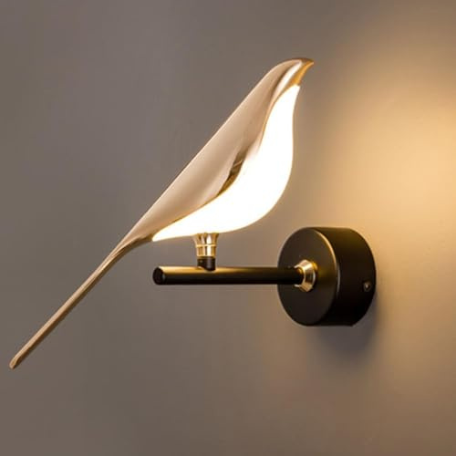 12W LED Wandleuchte Tiere Vogel Wandlampe Modern Design Vogellampe 3000K Warmweiß Bettlampe Metall Acryl Wandbeleuchtung Drehbar Nordic Bird Nachtlicht Lampe Wand für Schlafzimmer Wohn Flur Hotel