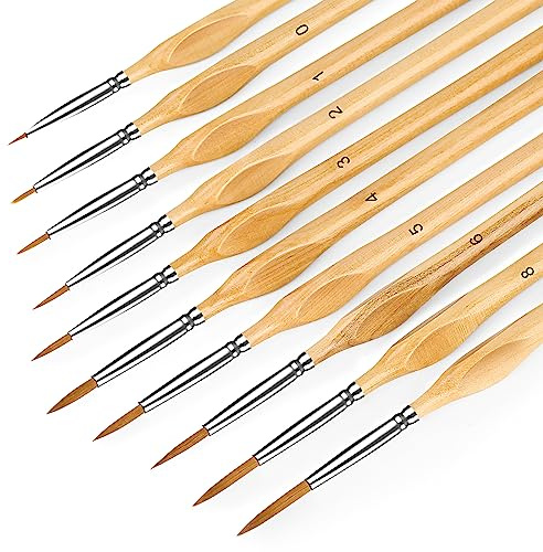 KIASON 10Pcs Miniature Paint Brushes, Small Fine Tip Paintbrushes, Micro Detail Paint Brush Set, Triangular Grip Handles Art Brushes Perfect for Acrylic, Watercolor, Oil, Craft, Models, Warhammer 40K