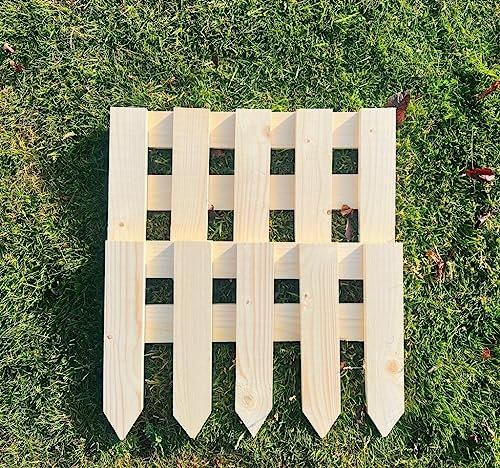 STOREX Small Wooden Panel Picket Fencing Garden Wood Path Panel Border Fence Set Border Outdoor Decor Wall in Pack of 1 / Pack of 2 / Pack of 3 / Pack of 5 Fence (Pack of 4 Fence)
