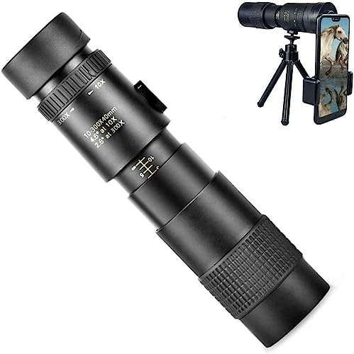 MOBTOR Hochleistung tragbares Fernglas 10-300 x 40 mm Zoom-Monokular-Teleskop, kompaktes, wasserdichtes Teleskop mit Smartphone-Halterung, Stativ zum Wandern, Camping, Vogelbeobachtung