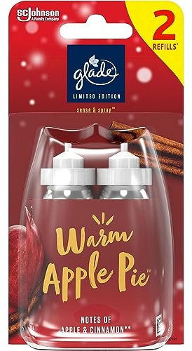 Glade Sense & Spray Air Freshener Refill, Motion Activated Automatic Room Spray and Odour Eliminator for Home, Warm Apple Pie, Duo Pack (2 x 18ml)