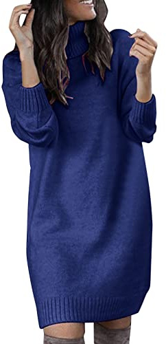 Damvinterklänning, polotröja, tröjklänning, långärmad stickad klänning, stickad basic tröjklänning för höst och vinter, ledig klänning, stretchig stickad klänning, knälång stickad klänning, elegant