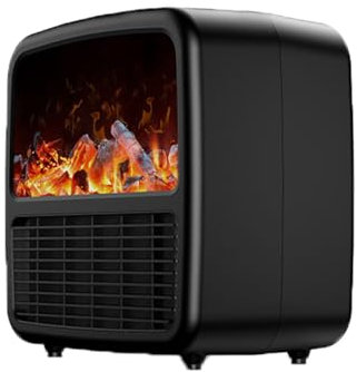 Termoventilatore in ceramica, a risparmio energetico, con fiamma dinamica 3D, 1500 W, spegnimento automatico, prevenzione della combustione, ventilatore di riscaldamento (EU, taglia unica)