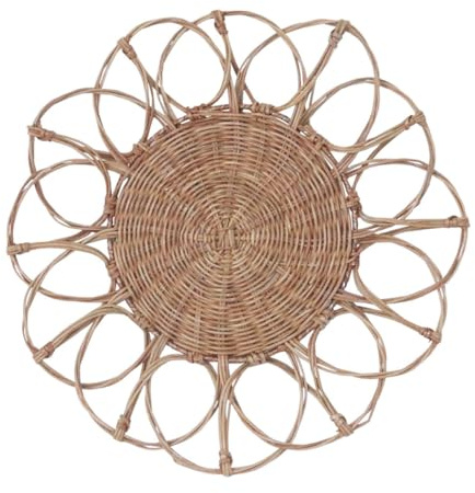DOITOOL 1 Pc Colgante De Ratán Departamento Cesta Colgante De Pared De Ratán Colgante De Pared Redondo De Ratán Decoración De Macramé Platos De Mimbre Rota Colgar En La Pared Mural Oficina