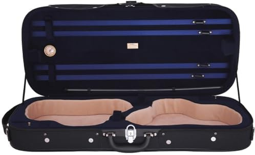Doppelkoffer Geigenkoffer Hart 4/4 Länglich Classic Schwarz - Marineblau M-case