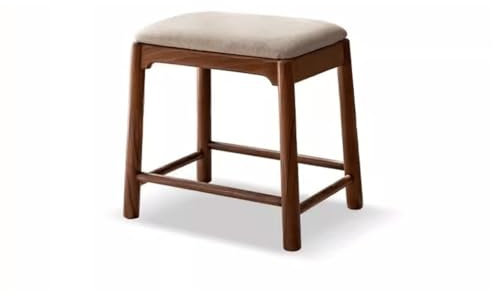 EDWAL Fußhocker Massivholz-Klavierhocker, Make-up-Hocker, chinesischer Stil, Schuhwechselhocker, schwarzer Walnussholz-Schminkhocker, Retro-Hocker mit weicher Tasche Sofa-Fußstütze (Color : A)