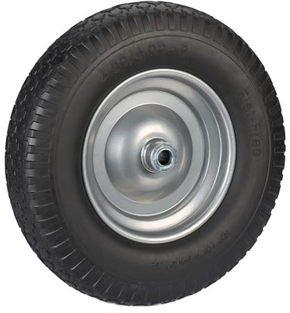 Relaxdays Ruota per Carriola 4.00-8, Gomma Piena Antipanne, Ruotino Scorta Portapacchi, Antiforatura, 100kg, Nero Grigio