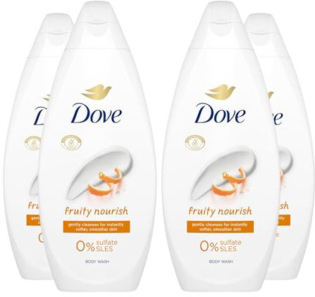 Dove Body Wash 0% Sulfate SLES for Women Made with Naturally Derived Cleansers and Plant Based Moisturiseres Gently Cleanses for Softer and Smoother Skin, 225ml