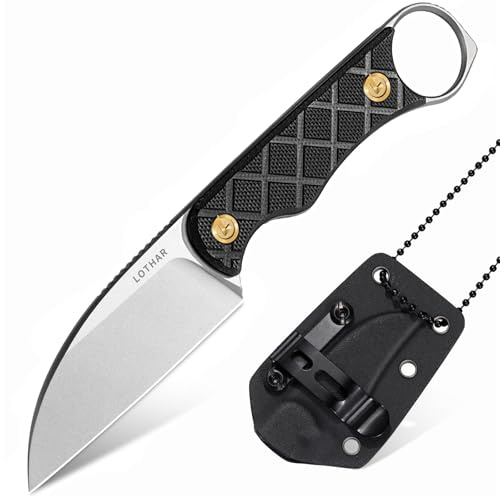 LOTHAR BEAVER Neck Knife Messer, 14C28N Stahl Fulltang Feststehendes Messer | G10 Griff, Kleines Messer, Outdoor Mini-Messer mit Kydex Scheide und Gürtelclip