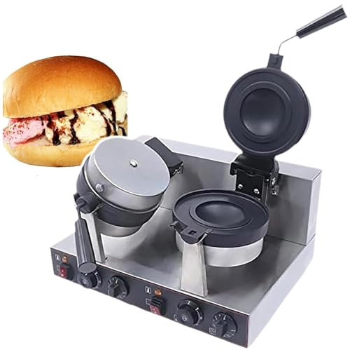 MáQuina EléCtrica Para Hacer Gofres Y Hamburguesas,Sandwichera Comercial,MáQuina Para Hacer Gofres Y Hamburguesas,Placas Antiadherentes,Mango Antiescaldaduras, RotacióN De 180°,Para PanaderíAs,Double