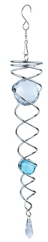 NPBIYOYG 9 inch Gazing Ball Spiral Tail - Stainless Steel Wind Spinner Stabilizer - Decorative Wind Spinner with Hanging Swivel Hook and Glass Gazing Ball for Yard Garden Decoration (Lake Blue)