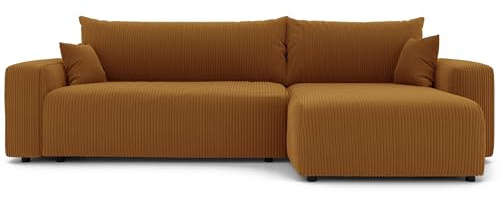 Ecksofa XL mit Schlaffunktion und Bettkasten 278 x 145 cm Beige | 278 x 145 cm, Kiefernholz und MDF, Hoher Sitzkomfort, Wohnen und Schlafen, Integrierter Bettkasten