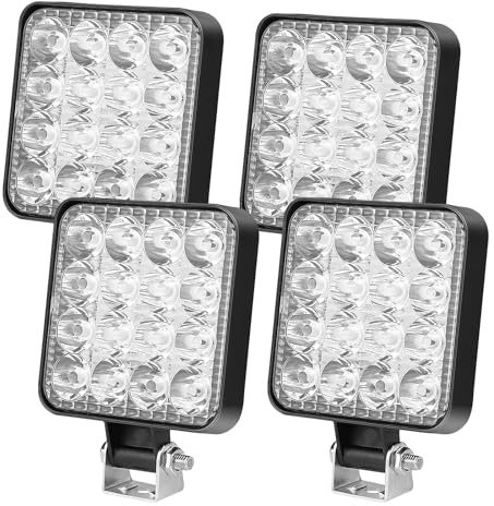 LED Off-Road Auxiliary Headlight, 48W LED Work Light, 12V 24V Waterproof LED Spotlight, Additional Headlight for Trucks, ATV, SUV, Excavator, UTV, IP67 Waterproof, Off-Road Lighting for Vehicles