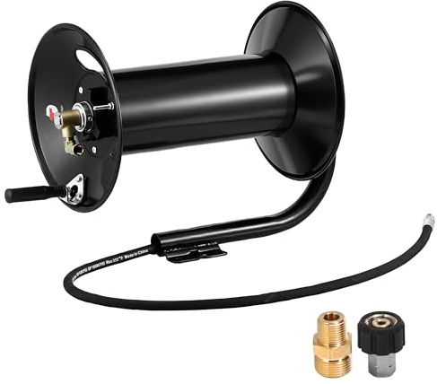 Tool Daily Pressure Washer Hose Reel 300 FT, Heavy Duty Steel Hose Reel for Power Washer, 3/8 Hand Crank, 4000 PSI