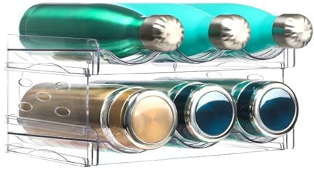 Flaschenregal, Flaschenregal Stapelbar Weinregal, 2 Schichten Kunststoff Flaschenhalter Schrank, Kühlschrank Flaschen Organizer Flaschenaufbewahrung für Kühlschrank, Schrank, Küchen