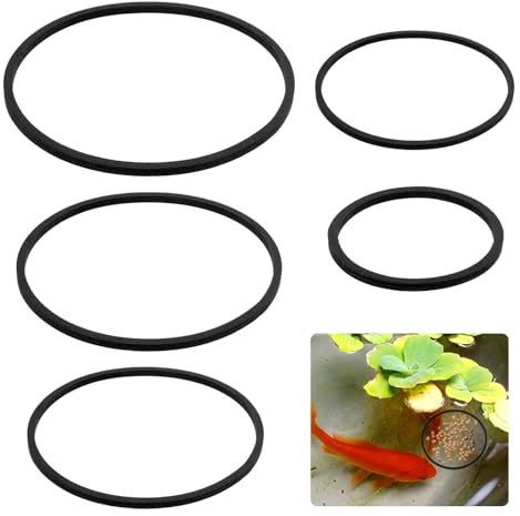 Lnngub 5 anillos de alimentación de peces, anillos flotantes para plantas de acuario, barrera flotante de espuma, anillo de alimentación para acuario, anillo de alimentación redondo para pecera, color