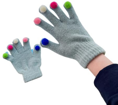 JINZIJINYU Warme Winter Strickhandschuhe Bunte Fellknäuelhandschuhe Für Damen Im Winter Mit Verdickten Fünffingern Hellgrün