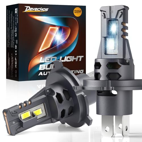 DeveChos H4 LED Bombillas Coche: 32000LM 110W 12V 6000K Blanco | Anti Error Kit de Luces LED de Repuesto para Coche Faros Delanteros Luces Altas y Bajas para Vehículos