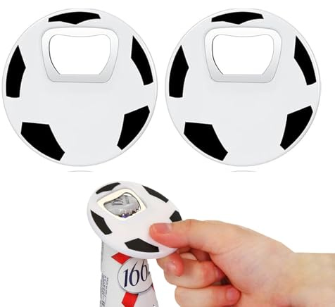 2 pcs Bier Flaschenöffner, Fußball Stil Flach Bieröffner, Bottle Opener für Limonaden Zum Aufkleben Auf Den Kühlschrank, Fussball Geschenke für Fussballfans Männer Ehemänner Väte