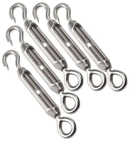 QAUUCP Stainless Steel Tensioner Set Turnbuckle Wire Tensioner M4 Stainless Steel 5PCS 304 Hook & Eye Turnbuckle Wire Rope Tension Turnbuckle Wire Tensioner