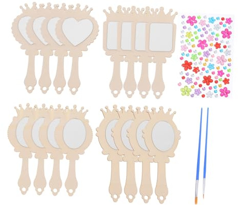 Supvox Holzspiegel Diy Unfertiger Handspiegel Aus Kiefernholz Für Junge Mädchen Basteln Bemalen Dekorativer Spiegel Für Und Kreativität