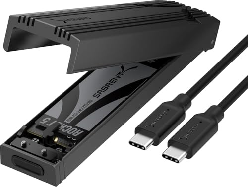 Sabren USB C NVMe-hölje, verktygsfritt M.2 SSD-fodral för 2230-2280, 10 Gbps USB 3.2 Gen 2-adapter, aluminiumkylning, extern M.2-enhetshölje för NVMe SSDs (EC-PNVO)