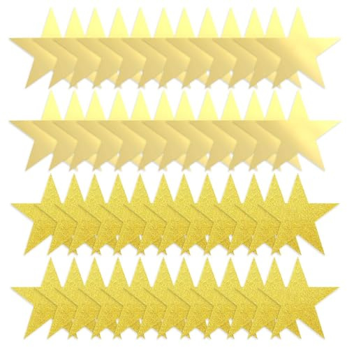 AIRTILY 48 Carte Dorate con Decorazione A Stella, Scena di Scena, Decorazione, Taglio della Carta Glitter Creativa, Lettera Fai -da -Te, Festival del Matrimonio -Coreazione.