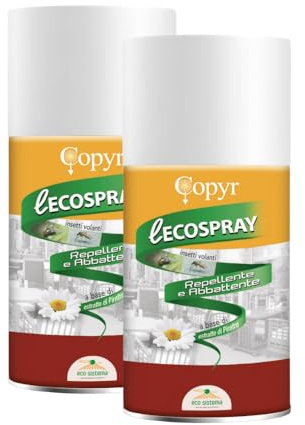 Insetticida Ecospray al Piretro pronto all'uso con Erogatore,antizanzara,mosche e insetti volanti,per alberghi,ospedali,ristoranti.Per uso civile e domestico.Bomboletta da 250ml X 2pezzi