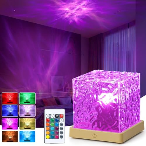 Ocean Lamp, Sternenhimmel Projektor Kinde, 16 RGB Polarlicht Lampe, USB Wiederaufladbar Nordlicht Projektor, Wasserwellen Lampe mit Fernbedienung, Aurora Light für Zimmer Deko, Kinder Geschenk