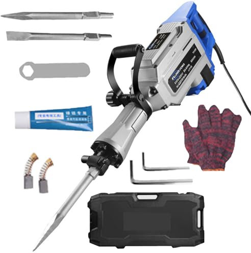 Kit de marteau de démolition robuste 3000 W 3 en 1 avec burins pour béton, brique, démolition de roche et entretien routier