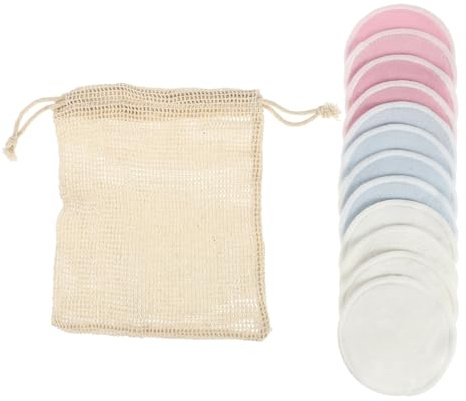BATHVEVE Discos Desmaquillantes Reutilizables De Fibra De Bambú 13 Piezas Almohadillas De Limpieza Facial Doble Capa Para Mujer Bolsa De Malla Para Uso Diario