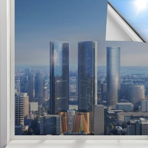 URAQT Pellicola Specchio per Vetri Finestre, 44.5 * 200CM Pellicola per Vetri Finestre Privacy, Pellicole Privacy Doppia faccia, Anti UV, con Strumenti di Installazione, per Casa,Camera,Bagno