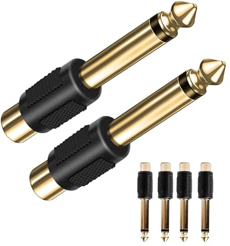6 Stück Audio Adapter, 6,35mm Klinke Stecker auf Cinch Buchse, Kopfhörer Adapter, Optimale Klangqualität, Vergoldete Anschlüsse für Kompatibel mit Home Theater, Kameras, Kopfhörern, Studio-Equipment