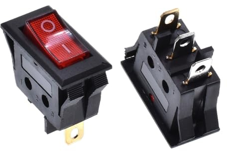 5PCS KCD3 220V ON/OFF SPST Interrupteur à bascule unipolaire unidirectionnel 2 positions 3 broches 15A 125VAC avec lumière LED 32 * 16mm Double boucle