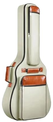 GSXLZ Gitarrentasche Akustikgitarrentasche, 41 Zoll, verdicktes wasserdichtes Oxford-Nylon, Doppelgurte, mit Baumwolle gepolstertes Gitarrengehäuse(Khaki)