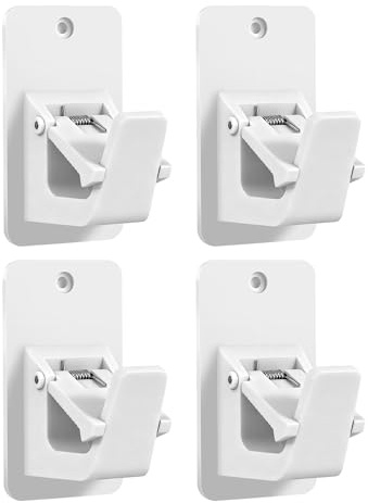 Honeyes Lot de 4 Supports de Tringle à Rideaux Auto-Adhésifs sans Perçage en ABS – Fixation Extra Solide pour Salle de Bain, Cuisine et Salon – Résistants et Durables (Blanc-4 PCS)