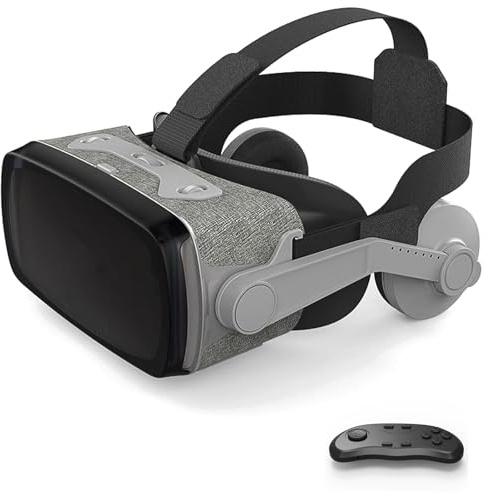 Casque VR avec Écouteurs, Casque Réalité 3D Virtuelle, Lunettes de Réalité Virtuelle 3D, Compatible avec Smartphones 4,7–7,2 Pouces, pour Jeux Et Films 3D, Cadeau pour Enfants Et Famille(D)