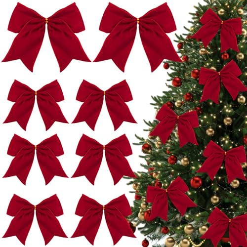 XIMISHOP 12 Stück Weihnachten Schleifen, Zierschleifen Weihnachtsbogen | Rote Schleifen Weihnachtsbaum 15x17cm Weihnachtsschleifen Weihnachtsdeko Geschenkschleife für Weihnachtskranz&Baum&Tür Deko