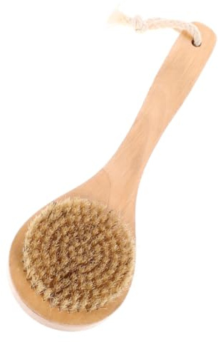 POPETPOP Brosse de Bain Corps avec Manche en Bois en Poils de Porc Brosse Exfoliante Douce Nettoyage et Massage Bain