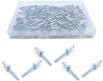 60 rivetti ciechi in alluminio 4,8 x 13 mm, grande flangia rivetti pop, rivetti in alluminio per veicoli a motore, mobili, attrezzature meccaniche (argento)