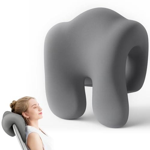HOVCEH Nackenkissen für Bürostuhl, 30*18*24cm Kopfstütze Bürostuhl, Nackenhörnchen mit Memory Foam, Ergonomisches Kopfstützkissen für Schreibtischstühle, Drehstuhl, Outdoor Reisen(Grau) (Grau(Stil2))