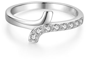 Stfery Ringe 14 Kt Weißgold Damen, Diamantring Verlobungsring Echt Goldschmuck Au585 Gr.47 (15.0)