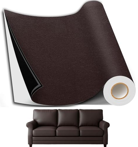ZJXKJGS Parche de Cuero, 60 x 137cm, Parches Polipiel, Parches para Sofa Polipiel, Cuero Adhesivo, para Reparación y Renovación de Muebles, Sofás, Asientos de Coche, Cabeceras y Bolsos (Marrón Oscuro)