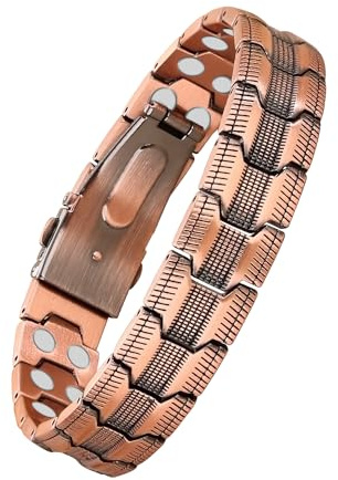 MagEnergy Kupferarmband für Männer, 99,99% reines Kupfer, doppelt starke Magnete, Magnetarmband mit Schmetterlingsverschluss, längenverstellbar inkl. Größenanpassungswerkzeug (Kupfer)