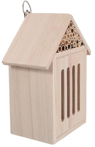 Ciieeo Natural Wood Insect Hotel Garden Bug House for Bees Ladybugs and Butterflies Outdoor Backyard Wooden Habitat Shelter 11x9x21cm