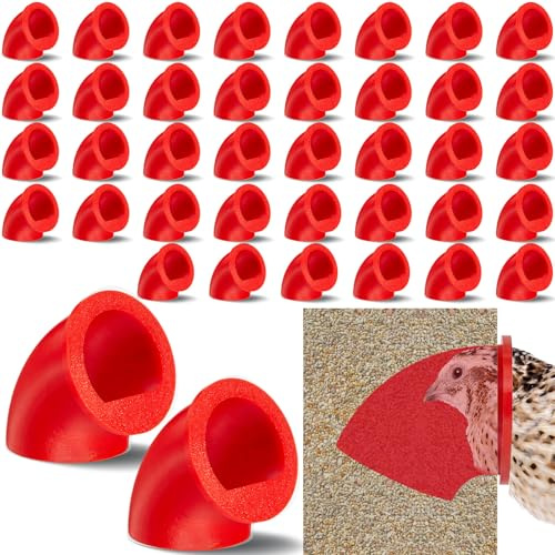 Teenyyou Paquete de 20 comederos de codornices sin desperdicio, puerto de alimentación de pollitos, suministros de codorniz para codornices pequeñas Coturnix (1.5 pulgadas, rojo)