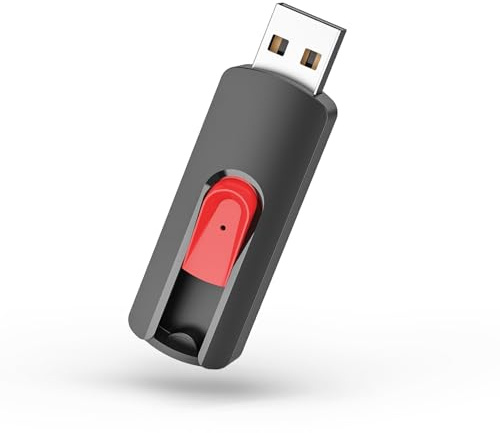 Vansuny Memoria USB 2.0 16 GB retráctil, Memoria portátil sin tapón con Llavero y LED, Compatible con PC con Windows, Mac, Linux, TV, Coche, pendrive USB 16GB para Datos, Fotos y vídeo – Rojo